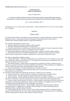Rozporządzenie Ministra Gospodarki z 18.09.2001 roku (Dz.U. 113 p. 1211)
